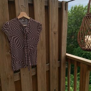 MNG Soft Knit Short Sleeve Patterned Blouse